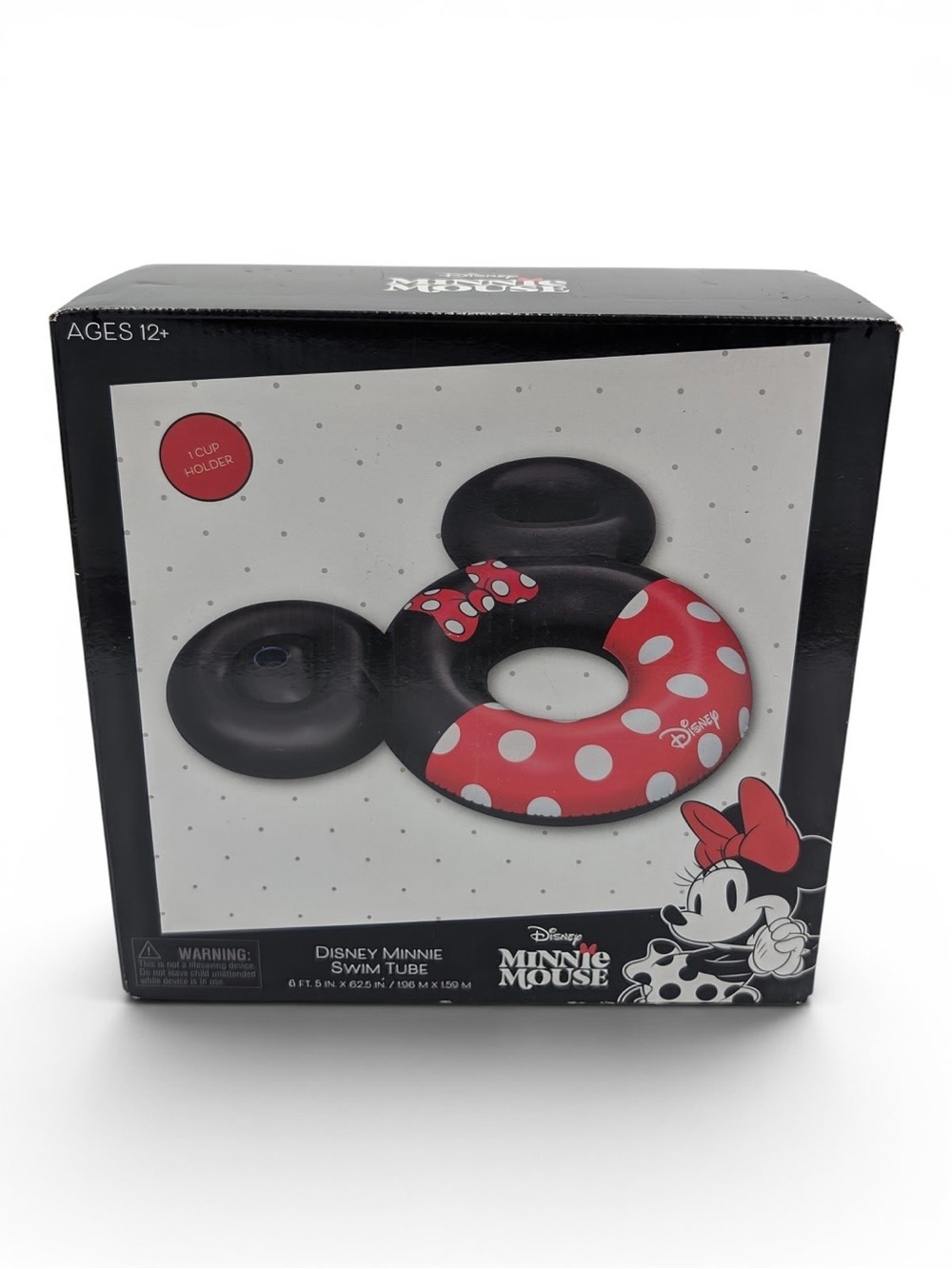 Disney Minnie Mouse Inflatable Swim Tube Float Ring Bestway NIB Cup Holder 6’5”